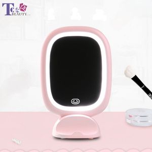 Kompakta speglar Makeup Mirror med LED Light toalettbord Desktop väggmonterad mobiltelefonhållare Justeringsladdning Make-up MirrorCompa