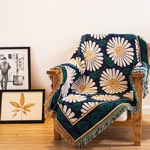 Cobertores Pure Cotton Sunflower nostalgia Carpet fino cobertor tie tie dye arte de arte étnica capa de sala de estar de feltro