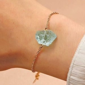 Link Chain Aquamarine Crystal Resin Bracelet Blue Clear Pendant Wrist Simple Elegant Hand Jewelry Gift For Girls Women NOV99Link