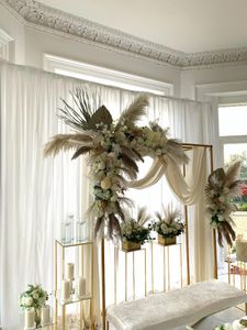 Decorazione per feste Grande cornice rettangolare in ferro Tavolo per fiori Plinto Arco per matrimonio in metallo Palloncino Compleanno Sfondo Sfondo per palcoscenico Oro lucido Sta