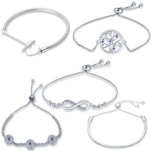 Pulseiras de charme de gabinetes de gabinetes fit original Pandora Bracelet Jóias de prata