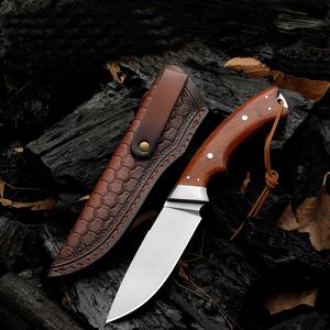 New Outdoor Survival Straight Hunting Knife D2 Blade Full Tang Rosewood Handle Fixed Blade