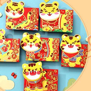 Geschenkverpackung 6PCS 2022 Chinesisches rotes Umschlag Tiger Jahr Paket Gro￟handel Geschenke Tasche Verpackungstagsgift