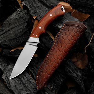 Outdoor Survival Straight Hunting Knife D2 Blade Full Tang Rosewood Handle Fixed Blade Knives