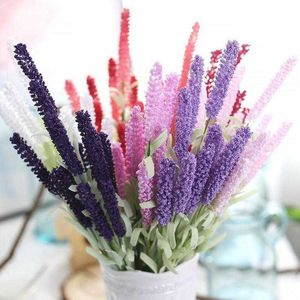 Flores decorativas grinaldas de buquê de buquê de lavanda DIY DIY DIY para festa de casamento em casa Decoração de noiva Flores de espuma de plástico falsasdecora