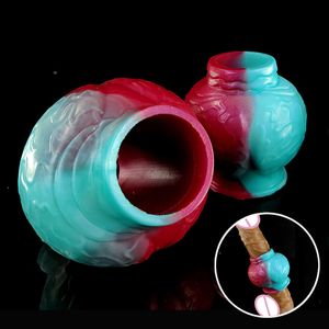 3 Sizes Silicone Big Knot Chastity Detachable Sex Toy for Male Penis Ring Dick Sleeve Stretchable Vagina Anal Dildo Stimulation 220822