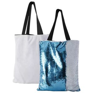 Blank sublimering tygväskor reversibel magisk paljett handväska shoppingväska glitter totes för kvinnor flickor