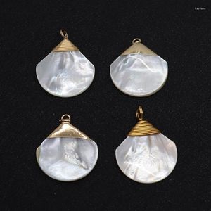 Pendant Necklaces 2pcs/pack Water Drop Shaped Natural Freshwater Pearl Shell Pendants Jewelry Charms Gold Edge DIY For Making Earrings