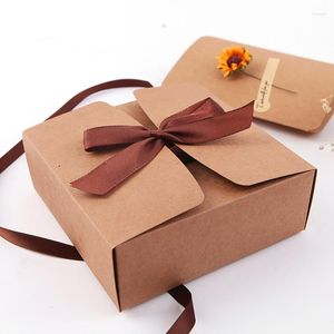 Geschenkwikkeling stcs Craft Kraft Paper Box Packaging Wedding Party Small Candy Favor Package Boxes Event SuppliesGift Wrapgift