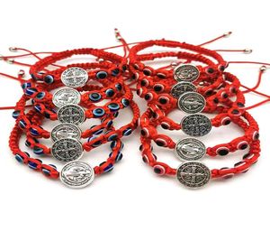 20pcs/Lot DIY Evil Eye St. Benedict Medal Bransoletka Pleciona Różańca Moneta Krzyżowa Klasyczna modlitwa bransoletki religijne biżuteria katolicka