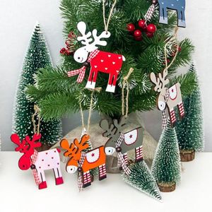 Decorazioni natalizie 3 pezzi / set Cartoon cervi pendenti in legno ornamento artigianato in legno per la decorazione dell'albero di Natale domesticoNatale