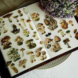 Confezione regalo 100 pezzi Retro Illustrazione di funghi Adesivi di carta pergamena per Scrapbooking Happy Planner/Card Making/Journaling ProjectGift