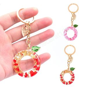 Cute Simulation Fruit Apple Keychains Car Pendant Key Chains Rings Resin Accessories Keyring Fashion Small Ornament Jewelry Gift