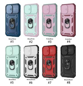 Applicable to iPhone 13 / 12 fine hole push window magnetic suction car ring three in one three proof mobile phone case