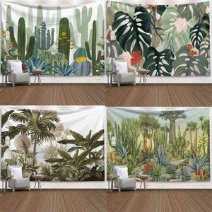 Kaktus Sommer Sukkulenten Wanddekoration Tropische Landschaft Hängende Teppiche Boho Tapisserie Ästhetisches Zimmerwandbild J220804