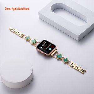 BLING FOR-LEAF CLOVER CHARMS BANDS STRAPS Apple Watch 45mm 41mm Band 38mm 40mm 42mm 44mm調整女性リストバンドストラップIWATCHシリーズ7 6 5 4 3 2 1 SE7