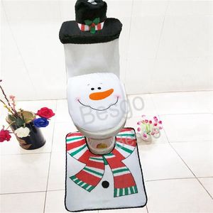 サンタクロース雪だるまの便座カバークリスマストイレシートラグセット冬の暖かいトイレカバークリスマスバスルーム装飾BH7412 TYJ