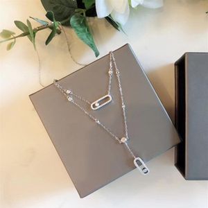 Brand Pure 925 Sterling Silver Jewelry For Women Beach Necklace Slide Stone Drop Pendants Move Stone Design Summer Neckalce Y22960