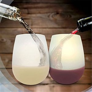 Durable Portable Silicone Wine Goblet Cocktail Water Cup Glasses Unbreakable Anti Slip Outdoor Shatterproof Beer Champagne Whiskey Travel Party Barware DH945