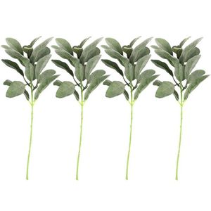 Kuzular Kulak Yapay Yeşillikler toptan satış-Dekoratif Çiçek Çelenkleri Yapay Flocked Yeşillik Yaprakları Kısa saplar Sahte Kuzular Kulak Urn Dolgu Bitkileri Ev için