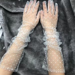8PAIR FASHION DOT LACE HLOVES LONG FEMISE TULLE TULLE MESH SEMI MITTENS BRIDE WEDDAY