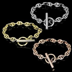 Luxury designer jewelry women H day word button bracelet men and women pig nose bracelet fashion OT clasp bracelet friends gift315P