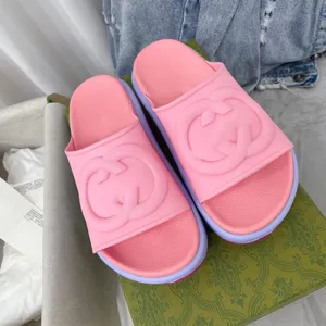 Platform Designer Slippers Women Fashion Brand Slide Sandal Foam Rubber Sandals With dust bag 02