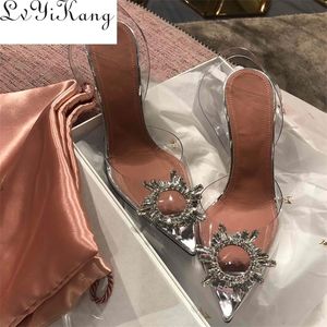 Transparent PVC Sandals Women Pointed Clear Crystal Cup High Heel Stilettos Sexy Pumps Summer Shoes Peep Toe Size 43 220819