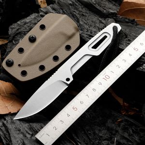 1Pcs H8221 Outdoor Survival Straight Knife N690 White / Black Stone Wash Blade Full Tang Steel Handle Camping Tactical Knives with Kydex