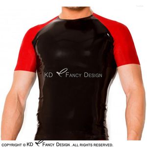 Wholesale sexy half shirts for sale - Group buy Men s T Shirts Black And Red Trims Sexy Latex Shirt With Half Sleeves Rubber Clothings Tee YF Men sMen s