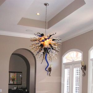 European Pendant Lamp Hand Blown Glass LED Chandeliers Light Fixtures for High Ceiling