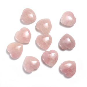 20mm Natural Pink Rose Quartz Stone White Crystal Heart Ornament Chakra Healing Reiki Beads For Jewelry Making DIY Gift Decoration bulk