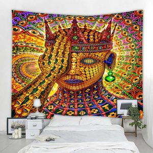 Tapisserier Mycket ￶gonmonster illustration dekoration tapestry art deco filt h￤ngande sovrum vardagsrum mystiska mandalatapestries