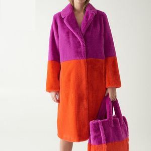 Moda splice faux futra kobiet zimowy płaszcz grube ciepłe futra kurtki uliczne luźne miękkie jagnięce futra odzież wierzchnia panie 220822