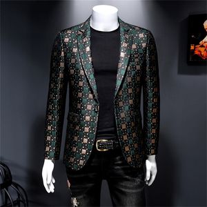 Spring Blazer Men Suit Stage Casual Silver Bleazer для жениха Свадебная решетчатая сетка Masculino Slim Fit 220822