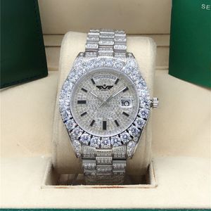 Zegarek pełny diament i tarcza 218238 Sapphire Big Diamond Bezel 43 mm stal nierdzewna mężczyzn mężczyzn 2813 Automatyczne zegarki zegarki z oryginalnym pudełkiem