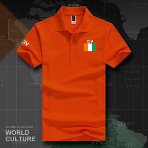 Polo da uomo Costa d'Avorio Camicie avorio da uomo Manica corta Bianco Marche stampate per Paese 2022 Cotton Nation CIV Ivorian IvoirianMen's Po