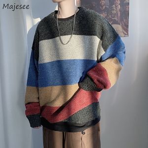 Gestreifte Design Pullover Männer Lose Mode Allmatch Chic Koreanischen Stil Harajuku Herbst Tops Hübsche Studenten Teenager Pullover Täglich 220822