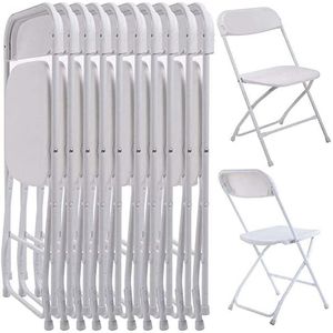 Uppsättning av 5 plast fällbara stolar bröllopsfest evenemangstol kommersiella vita stolar för hemträdgård användning2758