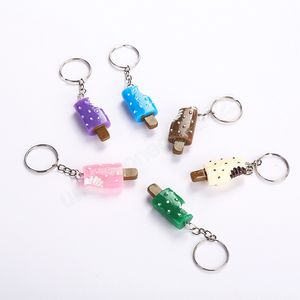 Zoet ijs schattig sleutelhanger cadeau voor vrouwen Kids Key Chains Car Bag Xmas Hangers Resin Metal Creative Keyrings Accessoires