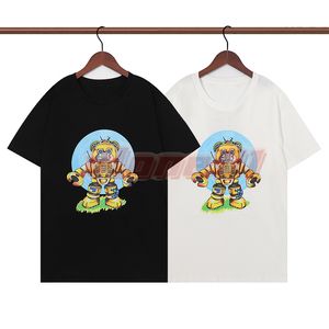 Summer New Couples T Shirts Mens Fashion Machine Bear Digital Print Tees Womens Round Neck Black White Tops Asian Size S-2XL