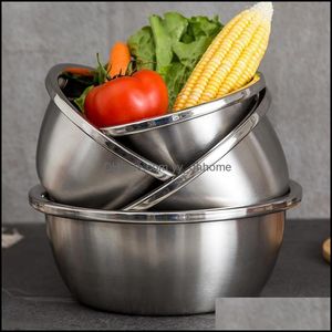 Bowls 1Pc Kitchen Stainless Steel Basin Fruit And Vegetable Washing Baking Dough Egg Storage Big Soup Bowl Drop Delivery 202 Yydhhome Dhspz