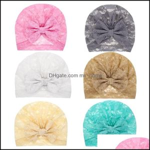 Baby Girls Lace Hat Newborn Elastic Turban Bow Knot Hats Infant Be Mxhome Dhmcj