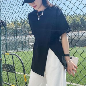 Women's T-Shirt Short Sleeve 2022 Round Neck Pure White Girl Student Korean Loose Cotton Fashion Inst