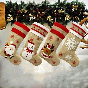 Christmas Decorations Stockings Santa Claus Sock Gift Kids Candy Bag Snowman Deer Pocket Xmas Decoration For Tree Ornaments