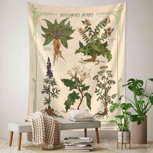 Tapestry Retro Plant Flower Tarot Carpet Wall Hanging Psychedelic Witchcraft Hej