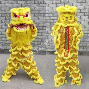 Costume da mascotte di danza del leone di Halloween Personaggio dei cartoni animati di peluche di alta qualità Personaggio a tema Natale Carnevale Adulti Festa di compleanno Vestito operato