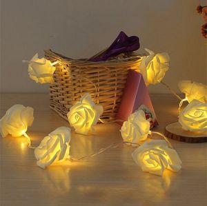 Str￤ngar m￤tare 40 rose krans med LED -ljus f￶r br￶llopsh￤ndelsefest dekoration blommig decortive baby rum nattbelysning str￤ngsled