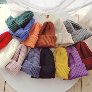 Autumn Winter Baby Kids Adult Beanies Candy Color Skull Beanie Knitted Hat Knitting Hats Girls Boys Children Warm Casual Cap