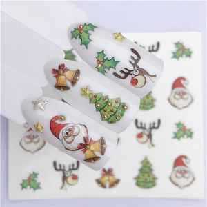 Nail art autocollant ongle du nouvel an curseur tatouage de Noël autocarte de Noël santa claus neige enveloppe complète design décalcomanies265w